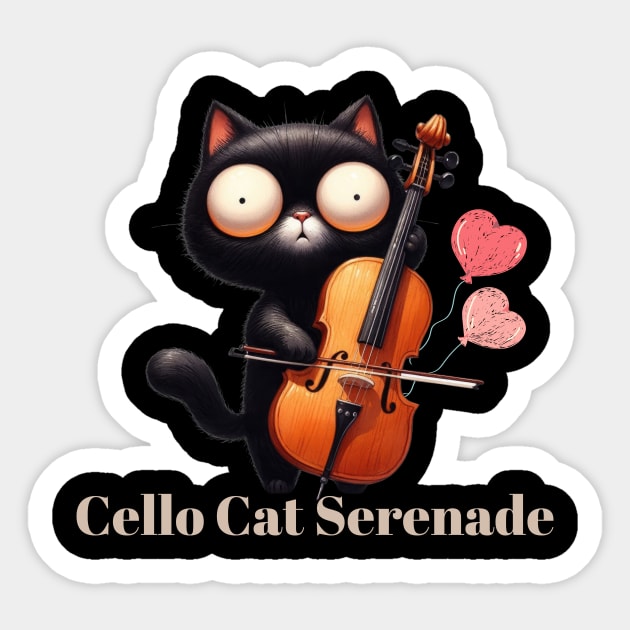 Funny Cat Playing Violin Cello Musician Music Sticker by Positive Designer